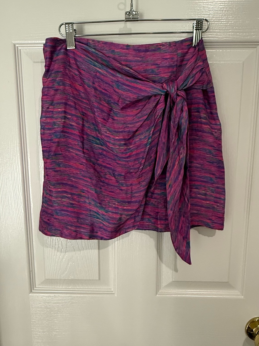 Tie-Front Mini Skirt in Pink Multicolor